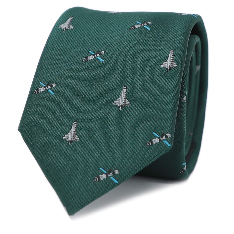 MENDEPOT Space Ties Airplanes Necktie Astronaut UFO Tie Men Birthday Father's Day Gift (Space Station) - Image 1